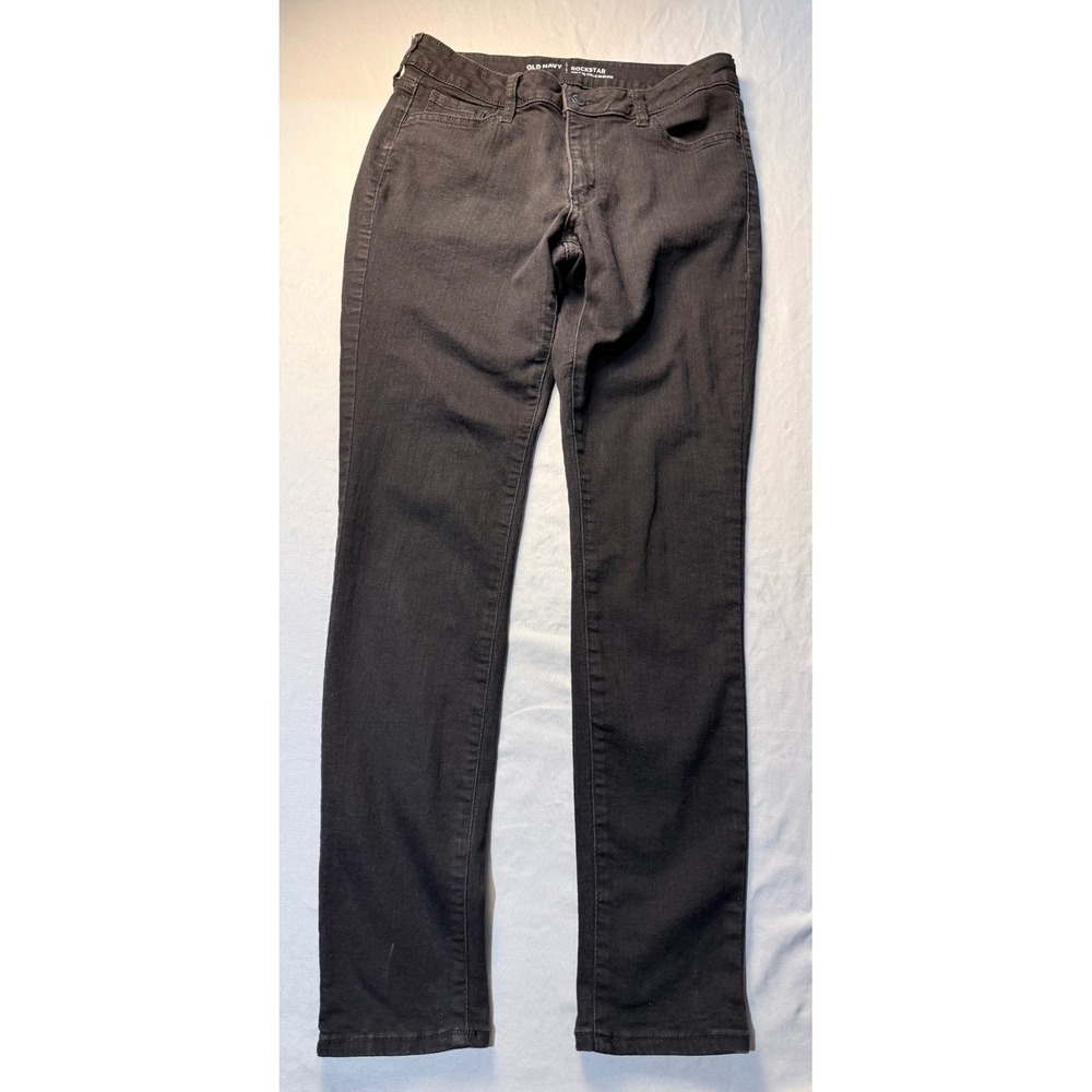 Old Navy Rockstar Skinny Jeans Womens 10‎ Regular Black Mid Rise Stretch Denim